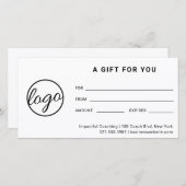 Moderne Logo Eenvoudig Bedrijfs Cadeaubon (Voorkant / Achterkant)