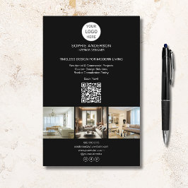 Moderne Logo Foto QR Zwart Professioneel Bedrijf Flyer
