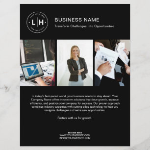 Moderne Logo Foto Zakelijk Zwart Bedrijfsflyer Flyer