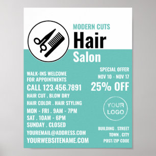 Moderne Logo, Haarstyliste, Haarsalon Adverteren Poster