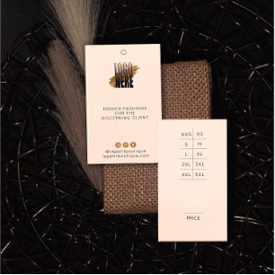 Moderne Logo Kledingprijs label met grootteschema Visitekaartje