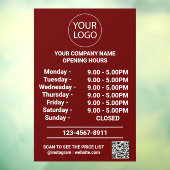 Moderne Logo met openingsuren Bedrijfs QR-code Roo Raamsticker (Vel 3)