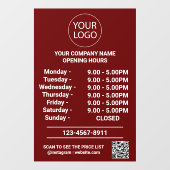 Moderne Logo met openingsuren Bedrijfs QR-code Roo Raamsticker (Vel)