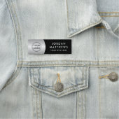 Moderne logo, naam en titel zilvergradiënt zwart naamplaatje (In situ)