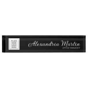 Moderne Logo Naam Titel Elegante Schrift Zwart Naambordje