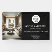 Moderne Logo Photo Black Professionele Bedrijf Spandoek (Horizontaal)