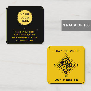 Moderne Logo & QR Code   Aangepast Goud Zwart Afge Vierkante Visitekaartje