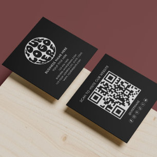Moderne Logo QR-code Aangepast Logo Zwart & Wit Vierkante Visitekaartje