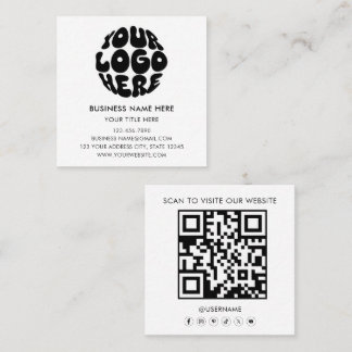 Moderne Logo QR Code Aangepast Logo Zwart & Wit Vierkante Visitekaartje