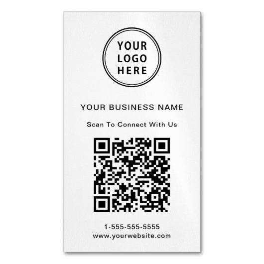 Moderne Logo QR-code Magnetisch Visitekaartje (Voorkant Verticaal)