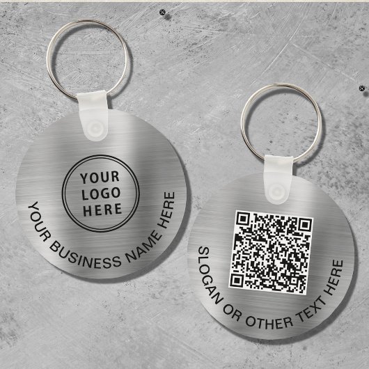 Moderne Logo QR-code voor speciale acties - Zilver Sleutelhanger