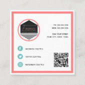 Moderne Logo Social Media Geometrisch UW KLEUREN Vierkante Visitekaartje (Achterkant)