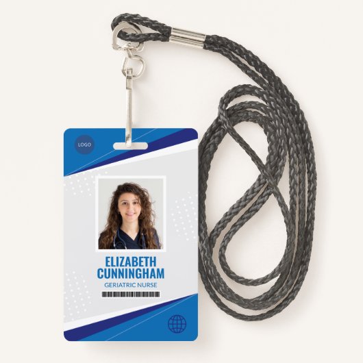 Moderne Logo Verpleegkundige Naam Barcode Badge (Voorkant met draagriem)