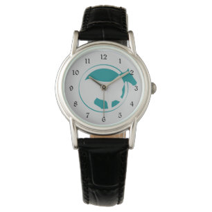 Moderne Logo voor Blauwgroen paarden Horloge