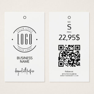 Moderne logo wit zwart QR-code kleding hangtag Visitekaartje