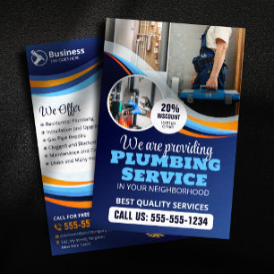 Moderne Loodgieter Loodgietersinstallatie Blauw Or Flyer