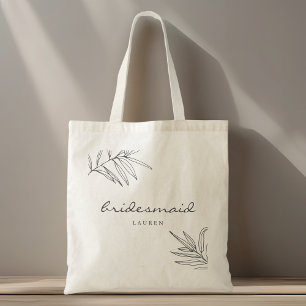 Moderne Loof Bruidsmeisje Naam Tote Bag