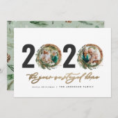 Moderne loof met 2020 bleef thuis feestdagenkaart (Voorkant / Achterkant)