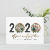 Moderne loof met 2020 bleef thuis feestdagenkaart (Staand voorkant)