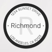 Moderne look | Zwart Grijs Adres Waterdicht Labels (Design 1)