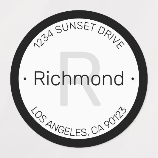 Moderne look | Zwart Grijs Adres Waterdicht Labels (Design 1)