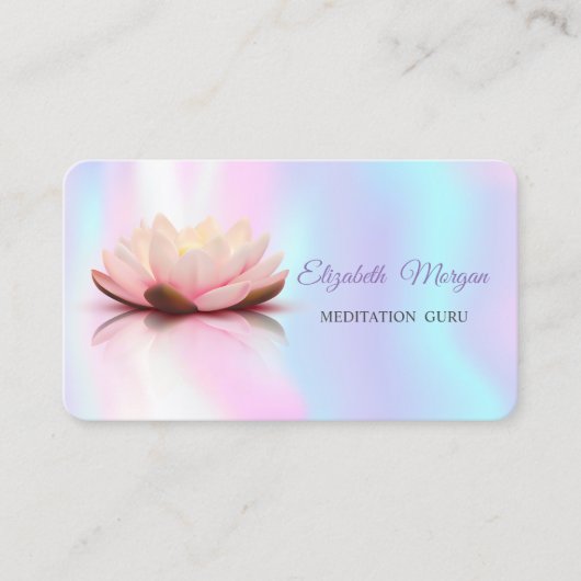 Moderne Lotus Holographic Iridescent Appointment Afsprakenkaartje (Voorkant)