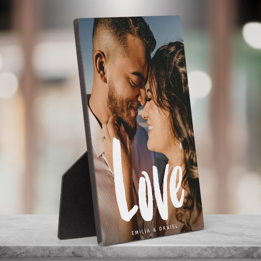 Moderne Love Wedding Simple Calligraphy Family Fotoplaat