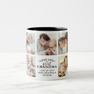 Moderne Love You Great Oma/Oma/Baboe 9-Foto Tweekleurige Koffiemok