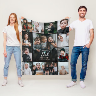 Moderne 'Love You Papa/Vader/Andere' Fotocollage Fleece Deken
