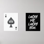 Moderne Lucky Ace Speelkaarten Zwart & Wit Muurkunst Sets (Voorkant)
