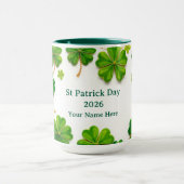 Moderne Lucky Green Shamrock met gouden rand Mok (Midden)