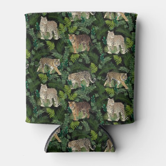 Moderne luiers Oerwoud Planten zwart ontwerp Blikjeskoeler (Voorkant)