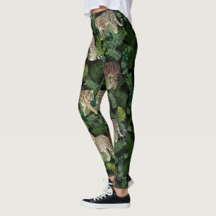 Moderne luiers Oerwoud Planten zwart ontwerp Leggings
