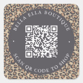 Moderne Luipaard Aangepaste QR Code Winkel Sticker (Voorkant)