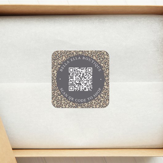 Moderne Luipaard Aangepaste QR Code Winkel Sticker