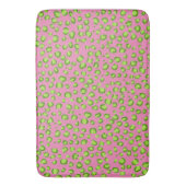 Moderne luipaard dierprintplaat groen roze badmat (Voorkant Verticaal)