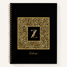 Moderne Luipaard Goud Persoonlijk Monogram Letter
