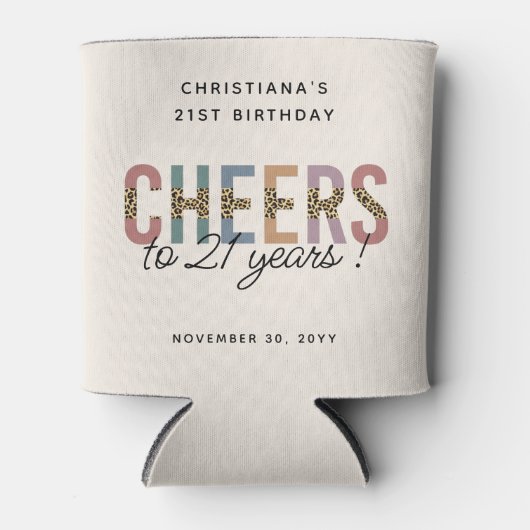 Moderne luipaardprint voor 21e verpartij blikjeskoeler (Voorkant)