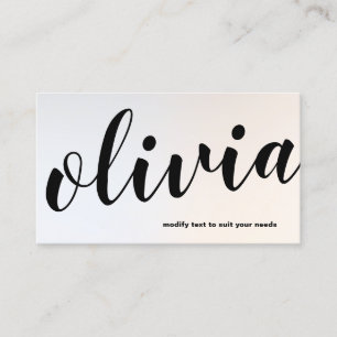 Moderne lumierige Silver Bold Script Calligraphy B Visitekaartje