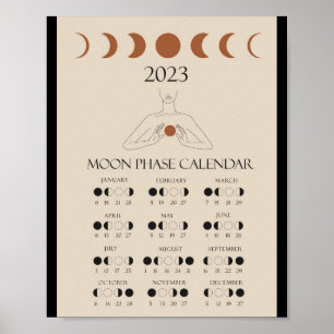 Moderne Lunar Cycles Agenda 2023 Moon Phases Post Poster