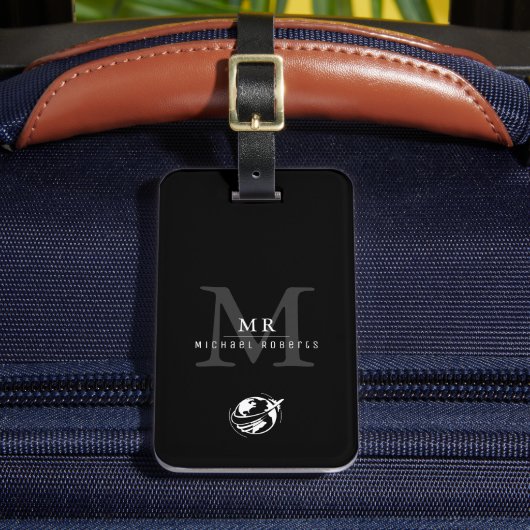 Moderne luxe aangepaste monogram, naam bagagelabel (Voorkant Insitu 2)