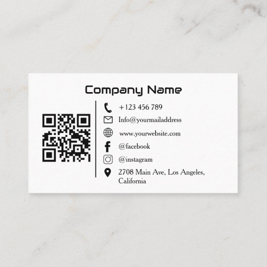 Moderne luxe autoverhuur zwart-wit QR-code Visitekaartje (Achterkant)