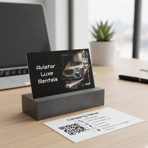 Moderne luxe autoverhuur zwart-wit QR-code Visitekaartje