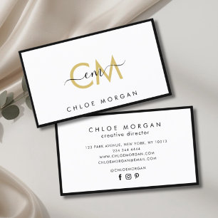 Moderne luxe chic zwarte gouden schrift handtekeni visitekaartje