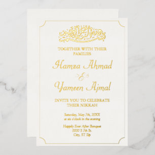Moderne Luxe Elegante Moslim Islamitisch Goud Folie Uitnodiging