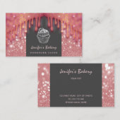Moderne luxe glitterie druppelt schattige cakkerba visitekaartje (Voorkant / Achterkant)