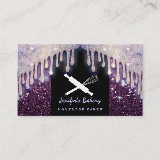 Moderne luxe glitterspalk whiskybakkerij visitekaartje (Voorkant)