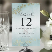 Moderne Luxe Gold Flecks Blauwgroen mist Wedding Kaart