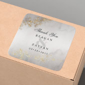 Moderne Luxe Gold Flecks Grey Weddenschap Hartelij Vierkante Sticker