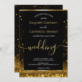 Moderne Luxe Goud Zwart Sparkles Uitnodiging (Voorkant / Achterkant)